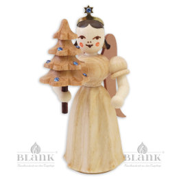 ELN 025 S Angel with Long Pleated Robe and Tree with Preciosa-Crystals
