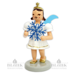 Angel with Pleated Skirt and Snow Flake of Plauen Lace, coloured