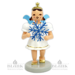 Angel with Pleated Skirt and Snow Flake of Plauen Lace, coloured