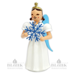 Angel with Long Pleated Robe and Snow Flake of Plauen Lace, coloured