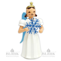Angel with Long Pleated Robe and Snow Flake of Plauen Lace, coloured