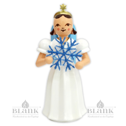 Angel with Long Pleated Robe and Snow Flake of Plauen Lace, coloured