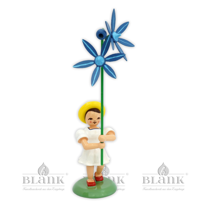 Blumenkind mit Blaustern, farbig