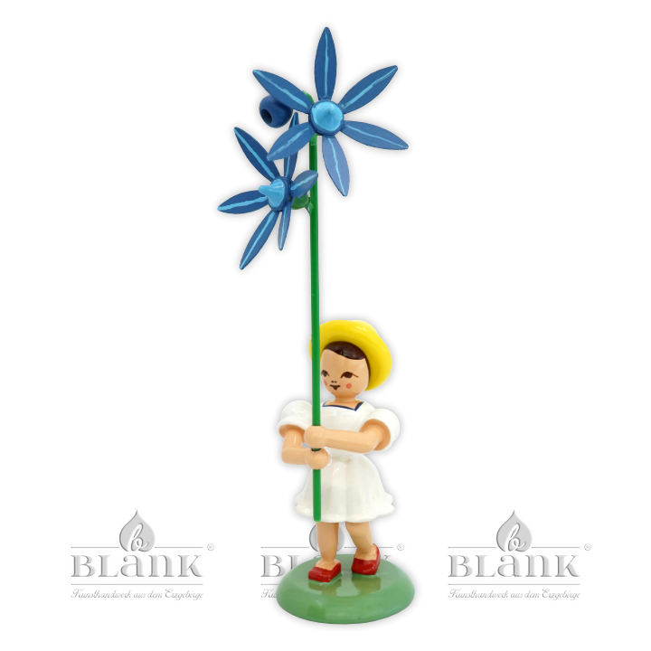 Blumenkind mit Blaustern, farbig