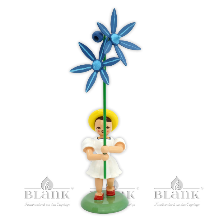 Blumenkind mit Blaustern, farbig