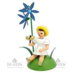 Flower Child with Siberian Squill and Bell Stick, sitting