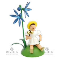 Flower Child with Siberian Squill and Bell Stick, sitting