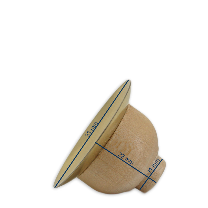 Maße der Holztülle mit Metalleinsatz für kleine Pyramiden
