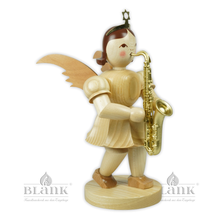 EKM 035 Angel with Pleated Skirt and Saxophone, 22 cm