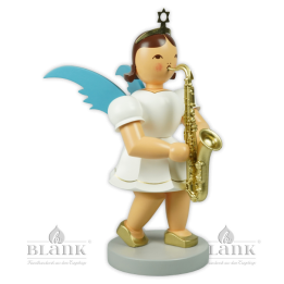 EKFM 035 Angel with Pleated Skirt and Saxophone, 22 cm, coloured