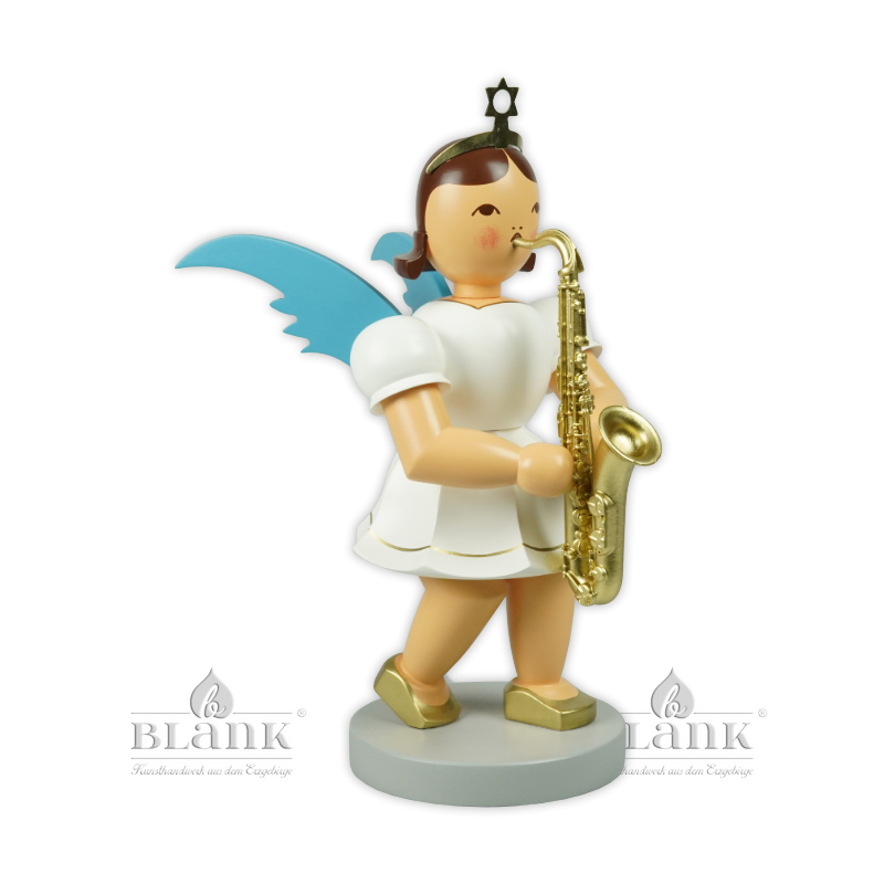 EKFM 035 Angel with Pleated Skirt and Saxophone, 22 cm, coloured