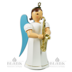 ELFM 035 Angel with Long Pleated Robe and Saxophone, 22 cm, coloured