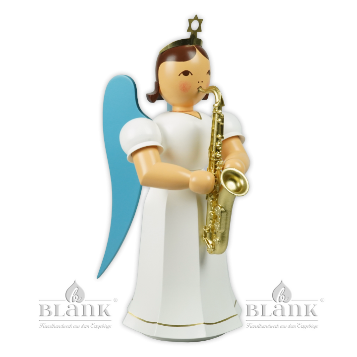 ELFM 035 Faltenlangrockengel mit Saxophon, 22 cm, farbig