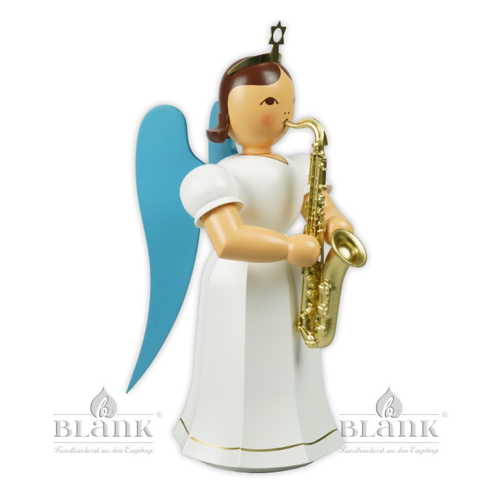 ELFM 035 Faltenlangrockengel mit Saxophon, 22 cm, farbig