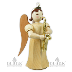 ELM 035 Angel with Long Pleated Robe and Saxophone, 22 cm