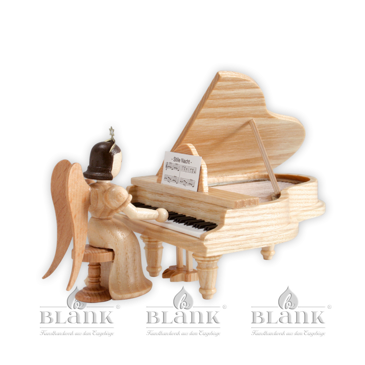 Angel with long robe at a grand piano, natural