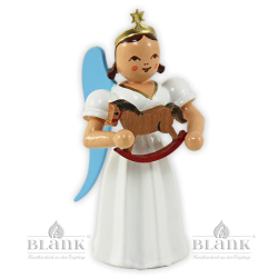 ELF-MF 008 Angel with Long Pleated Robe and Rocking Horse, coloured